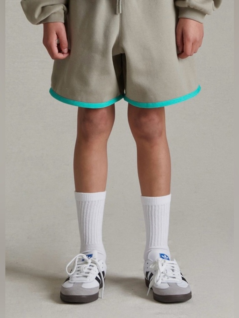 Fear of God Essentials Kids Sweatshorts Seal Tan Blue Size Large Drawstring